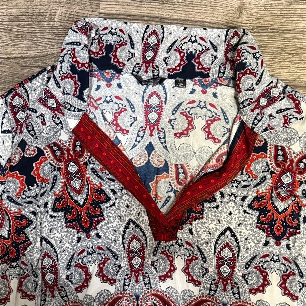 Mlle Gabrielle Red and Blue Patterned Dress